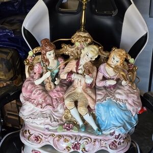 Vintage Porcelain Figurine lamp Trio in Pastel Colors